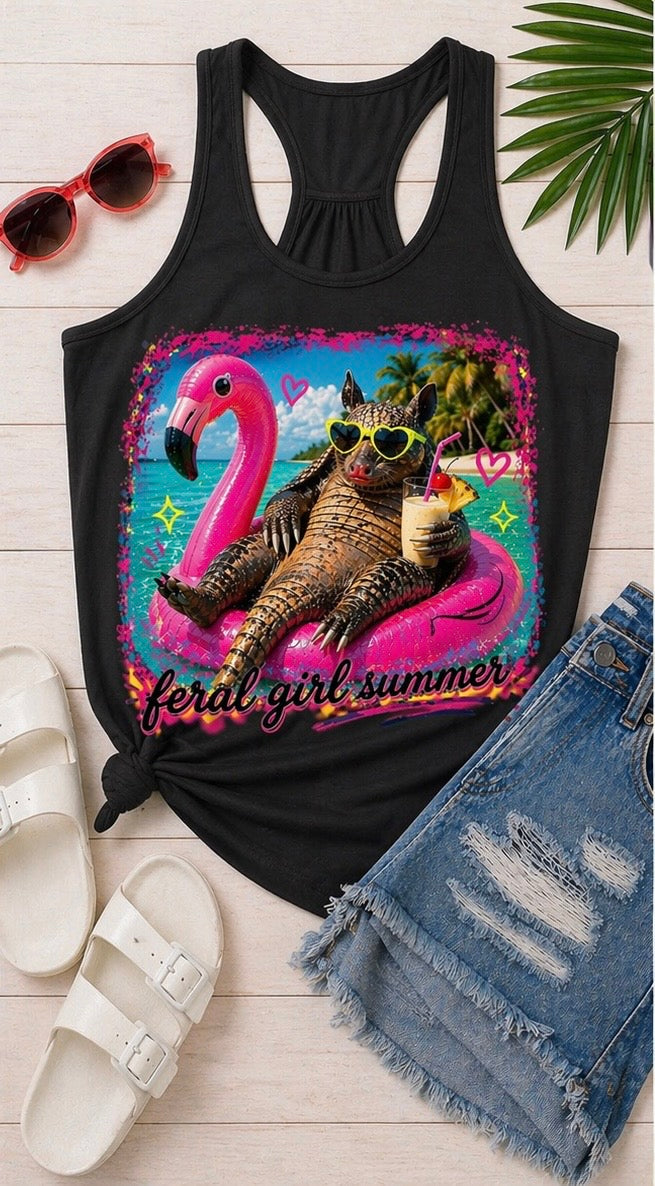 Feral Girl Summer Black Racerback Tank