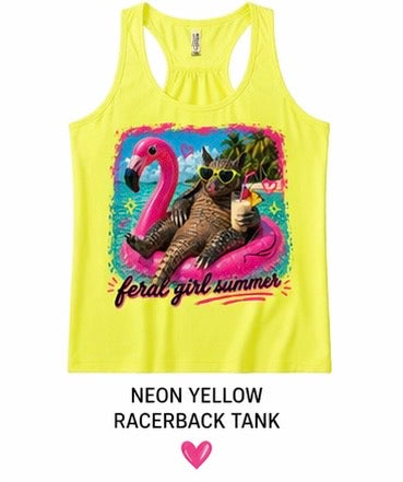Feral Girl Summer Neon Yellow Racerback Tank