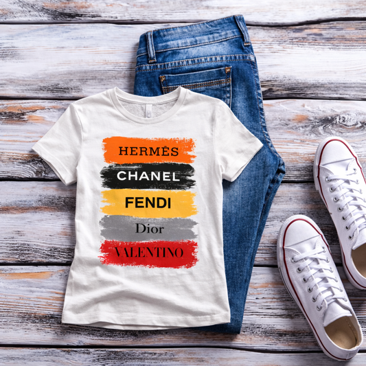 Luxury Inspired Brushstroke Graphic Tee – Women’s Casual Statement Top