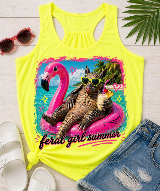 Feral Girl Summer Neon Yellow Racerback Tank
