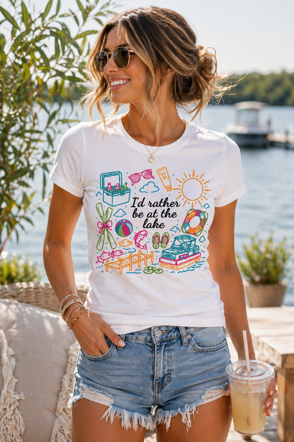 “I’d rather be at the lake” tee