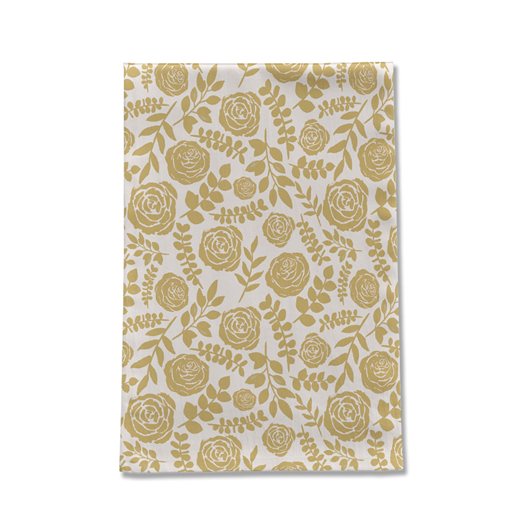 Gold Floral Tea Towel